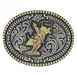 Montana Silversmiths Classic Impressions Two Tone Double Bead Bull Rider Attitude Buckle (A640)